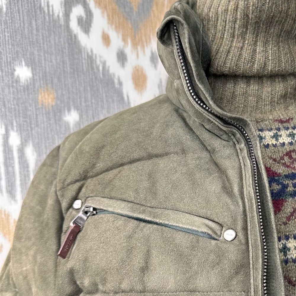 RLX by Ralph Lauren 2000s Olive Goat Suede Down Puffer Jacket